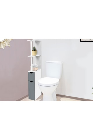 Móvel WC 2 portas - Branco e cinzento-escuro