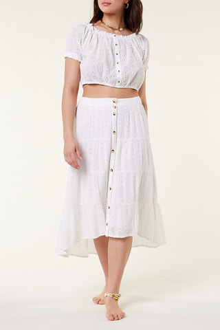 Crop top em bordado inglês - Branco