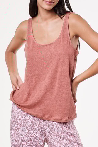 Camisola de alças em linho Hamy Terracota