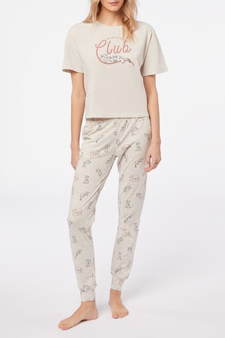 Calças de pijama cintura subida Divan - Bege