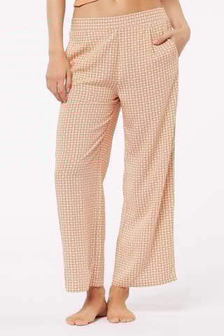 Calças de pijama 7/8 cintura subida Atesa - Castanho-claro