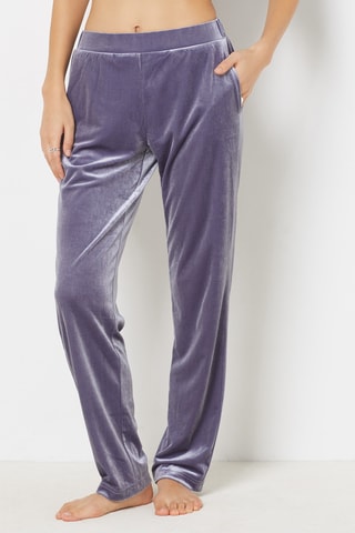 Calças de pijama em veludo Bellah - Azul-noite