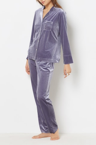 Calças de pijama em veludo Bellah - Azul-noite