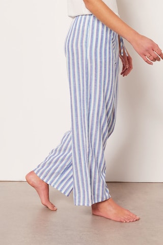 Calças de pijama 7/8 cintura subida em linho Cema - Cru