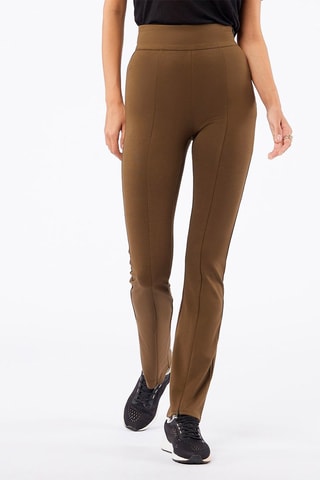Calças bootcut de cintura subida Piper Caqui