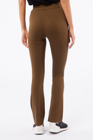 Calças bootcut de cintura subida Piper Caqui