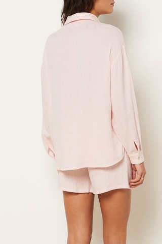 Camisa de pijama em linho Justine - Rosa
