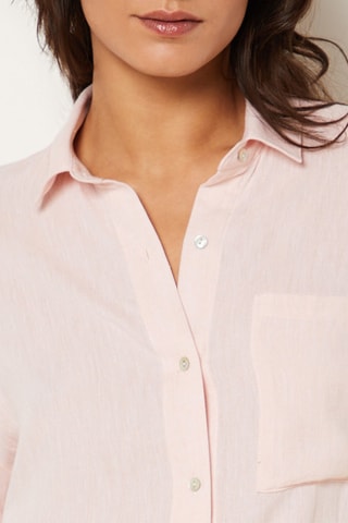 Camisa de pijama em linho Justine - Rosa