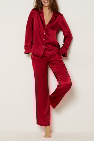 Camisa de pijama em seda Pearly - Vermelho