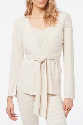 Casaco de malha comprido Loungewear Bege