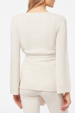 Casaco de malha comprido Loungewear Bege