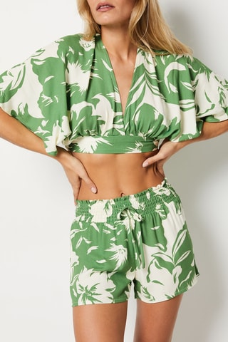 Calções de pijama - Verde-água e branco