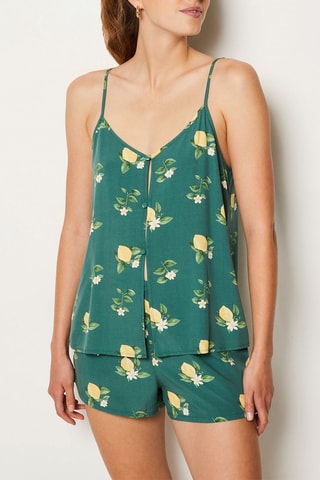 Calções de pijama cintura subida - Verde-escuro
