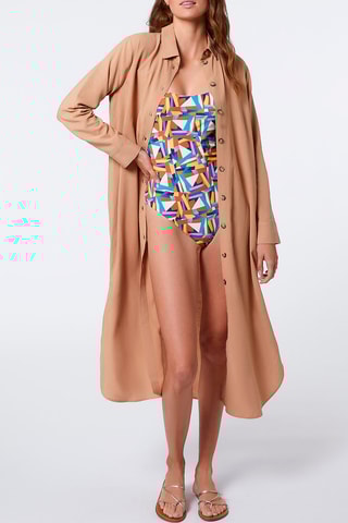 Vestido-camisa - Castanho