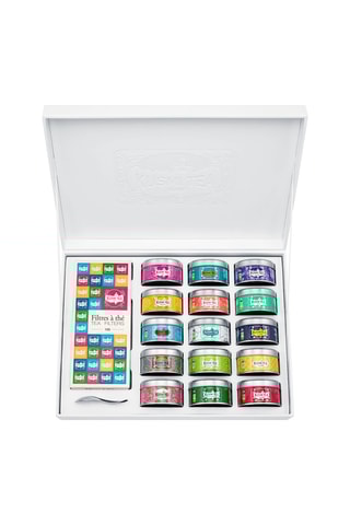 Coffret Premium avec 15 recettes thés et infusions bio avec filtres - 100 filtres - 1 pince à thé
