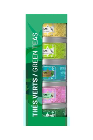 Coffret Les Thés Verts bio + pince à thé - 5 boîtes en métal - 100 g