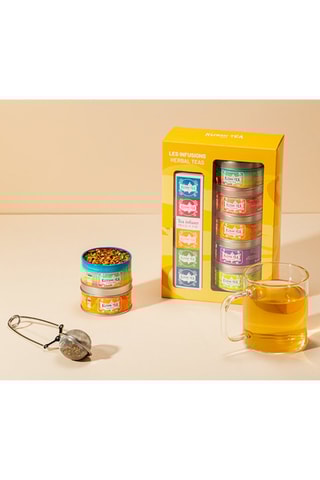 Coffret Les Infusions bio + pince à thé - 5 boîtes en métal - 105 g