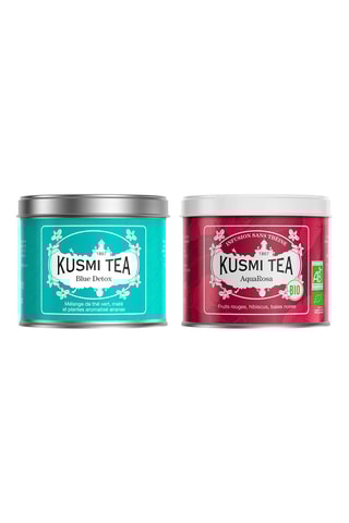 Assortiment de thés et infusions Bio en boîte - AquaRosa et Blue Détox - 2 x 100 g