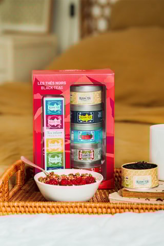 Coffret Les Thés noirs bio - 5 boîtes 20 g et pince à thé
