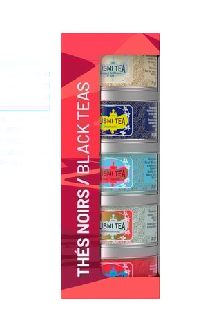Coffret Les Thés noirs bio + pince à thé - 5 boîtes en métal - 100 g