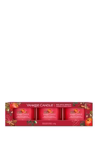 3 Votive Geurkaarsen - Couronne de pommes rouges