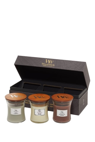 Set met 3 Minigeurkaarsen met Houtnoten