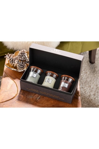 Set met 3 Minigeurkaarsen met Houtnoten