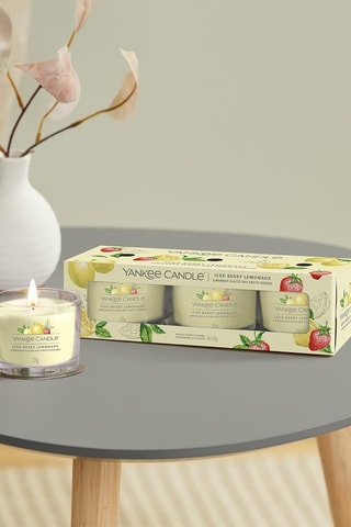 3 Glazen Votive Kaarsen Signature - Limonade met Gevroren Vruchten