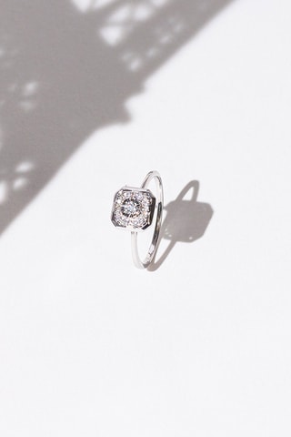Anel Carrément Ouro branco e diamantes