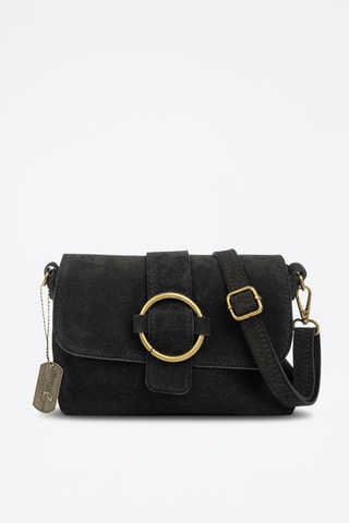Sac bandoulière en nubuck Bagnone - Noir et doré