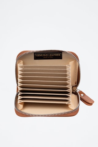Porte-carte en cuir Balocco - Beige, marron et doré