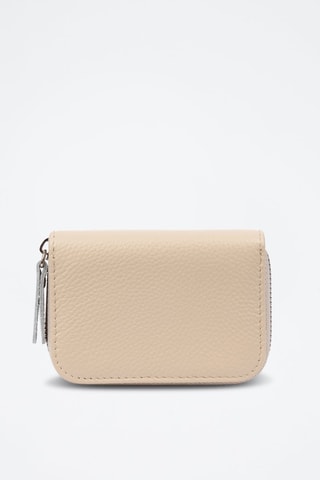 Porte-carte en cuir Balocco - Beige et argenté