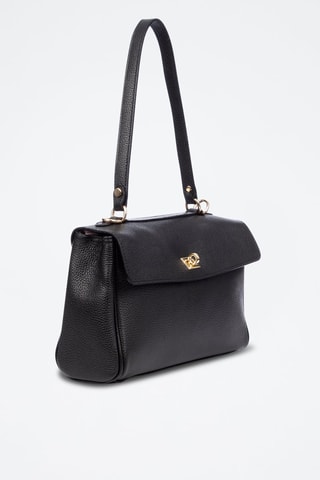 Sac bandoulière en cuir Azeglio - Noir, doré et argenté