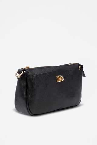 Sac bandoulière en cuir - Argenté, doré et noir