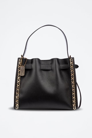 Sac porté épaule en cuir Barano - Noir et doré