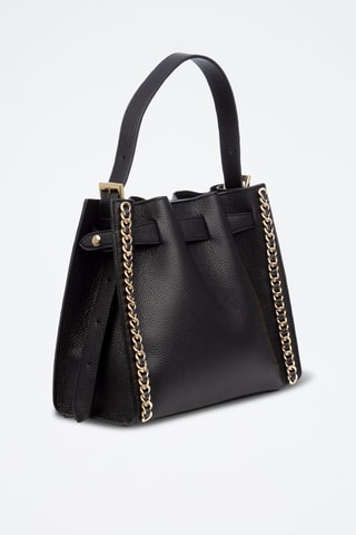 Sac porté épaule en cuir Barano - Noir et doré
