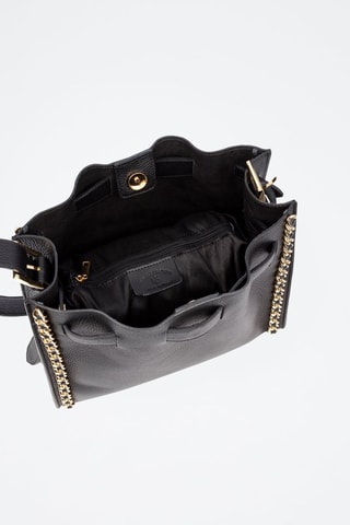Sac porté épaule en cuir Barano - Noir et doré