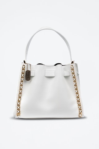 Sac porté épaule en cuir Barano - Blanc et doré