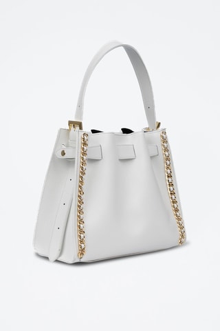 Sac porté épaule en cuir Barano - Blanc et doré