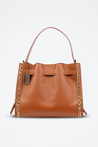 Sac porté épaule en cuir Barano - Marron et doré