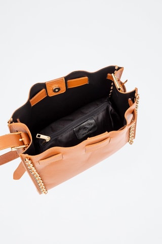 Sac porté épaule en cuir Barano - Marron et doré