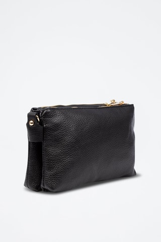 Sac bandoulière en cuir Barbania - Noir, doré et argenté