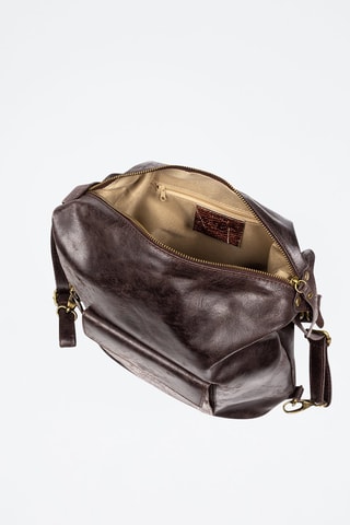 Sac à dos en cuir Irene Marron foncé - Rouge et marron