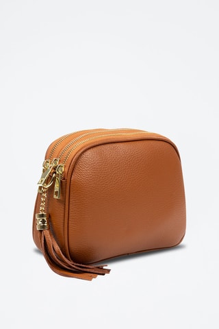 Sac bandoulière en cuir - Marron et doré