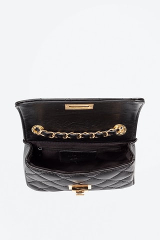 Sac bandoulière en cuir Amaro - Noir et doré