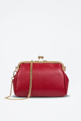 Sac bandoulière en cuir Ambivere - Rouge et doré