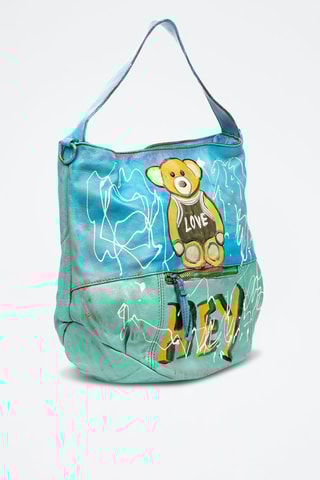 Sac porté épaule en cuir Antrodoco - Bleu, vert et jaune