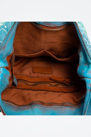 Sac porté épaule en cuir Antrodoco - Bleu, vert et jaune