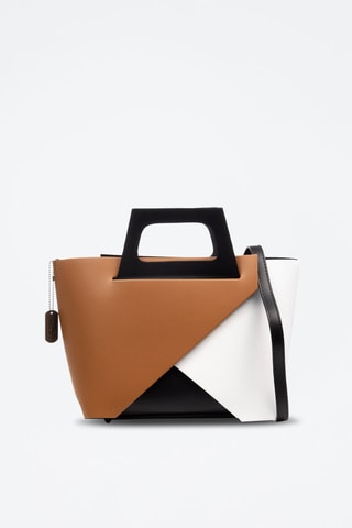 Cabas en cuir Arcinazzo - Blanc, noir et marron