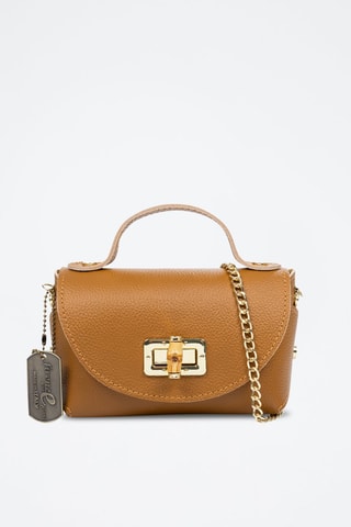 Sac bandoulière en cuir Arzano - Doré et marron
